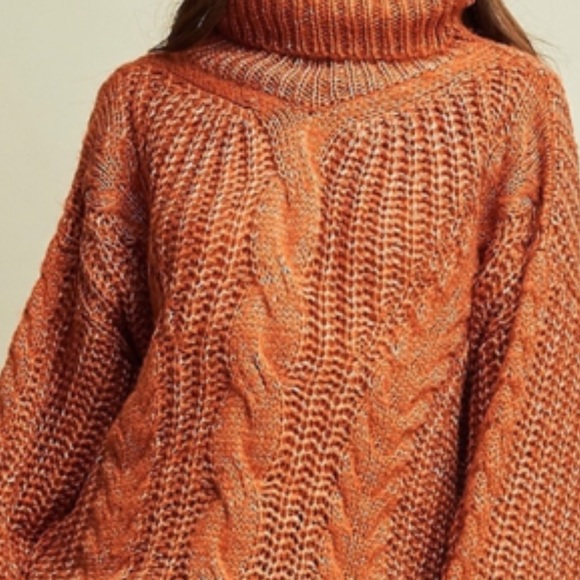 Oversized Cable Knit Burnt Orange Sweater - Size Small, Great Condition - Picture 2 of 6